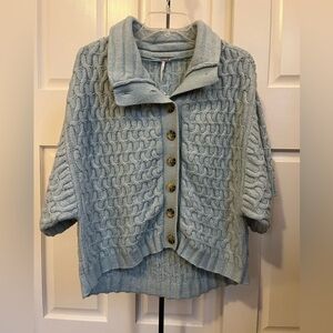 Free People Light Blue Cable Knit Cardigan